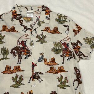 Marvel Deadpool shirt Cowboy Allover Print Woven Button-Up short-sleeve men’s XL